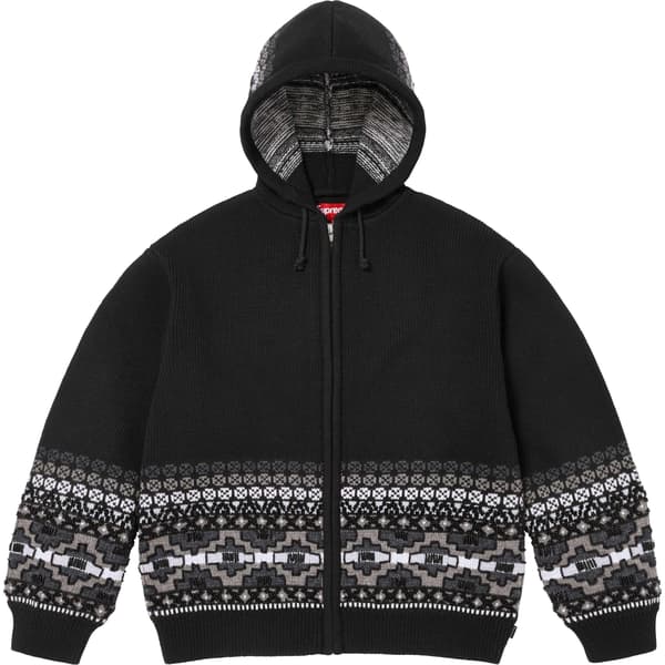 Supreme Beaded Zip Up Hooded Sweater - Black (front)