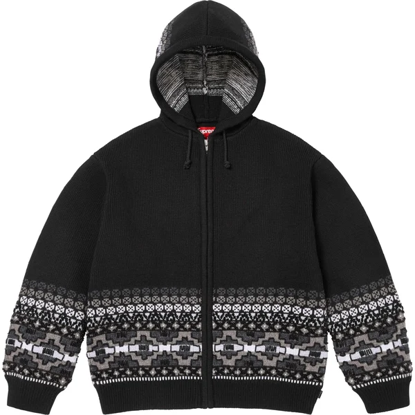 Supreme Beaded Zip Up Hooded Sweater - Black (front)