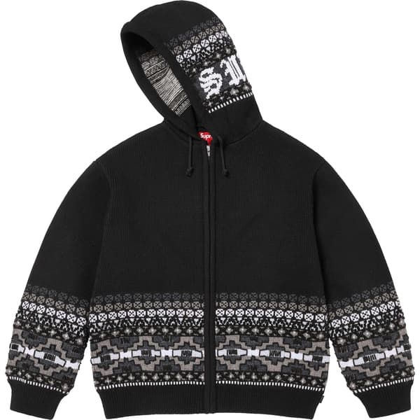 Supreme Beaded Zip Up Hooded Sweater - Black (front)