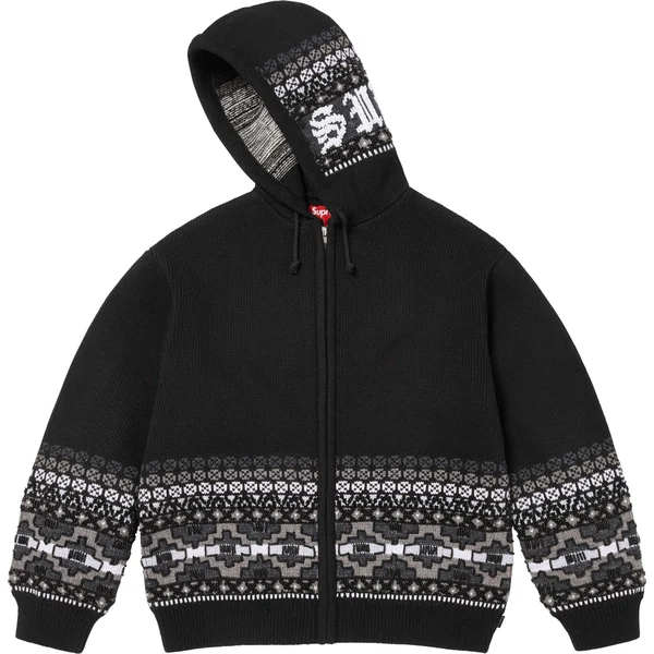 Supreme Beaded Zip Up Hooded Sweater - Black (front)