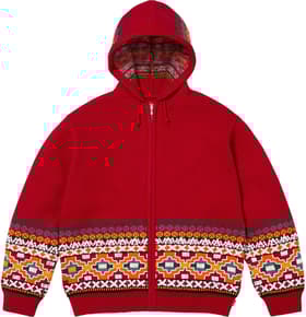 Supreme Beaded Zip Up Hooded Sweater Red
