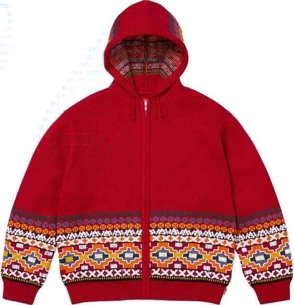 Supreme Beaded Zip Up Hooded Sweater - Red (front)