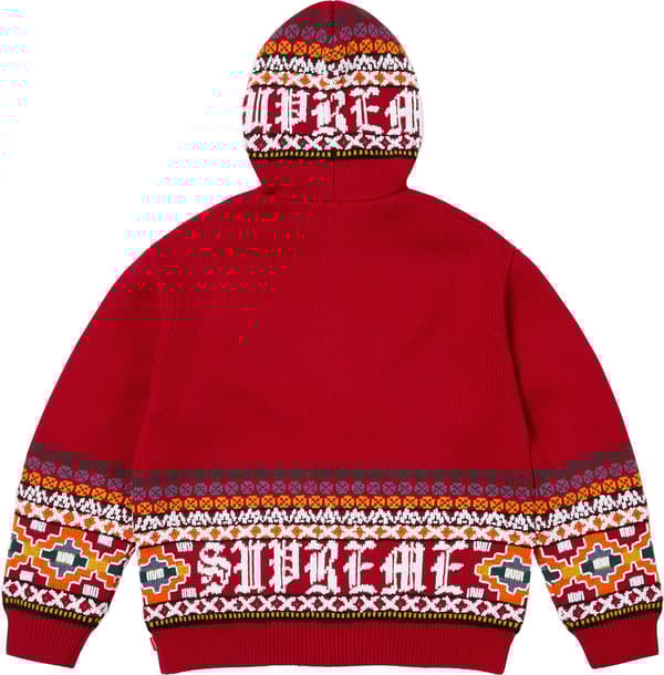 Supreme Beaded Zip Up Hooded Sweater - Red (front)