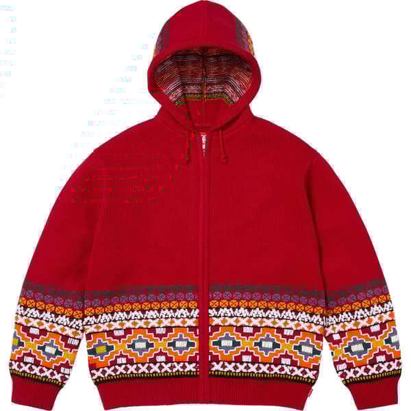 Supreme Beaded Zip Up Hooded Sweater - Red (front)