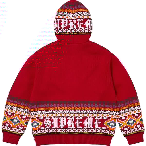 Supreme Beaded Zip Up Hooded Sweater - Red (front)
