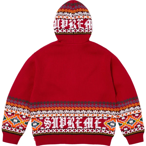 Supreme Beaded Zip Up Hooded Sweater - Red (front)