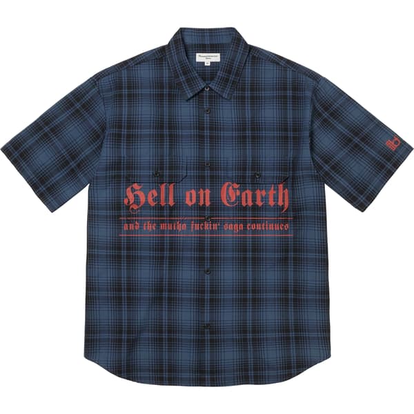 Supreme Bernadette Corporation S/S Work Shirt - Navy Plaid (front)
