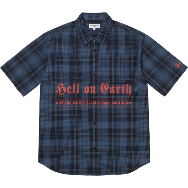 Supreme Bernadette Corporation S/S Work Shirt - Navy Plaid (front)