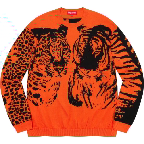 Supreme Big Cats Jacquard L/S Top - Orange (front)