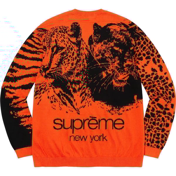Supreme Big Cats Jacquard L/S Top - Orange (front)