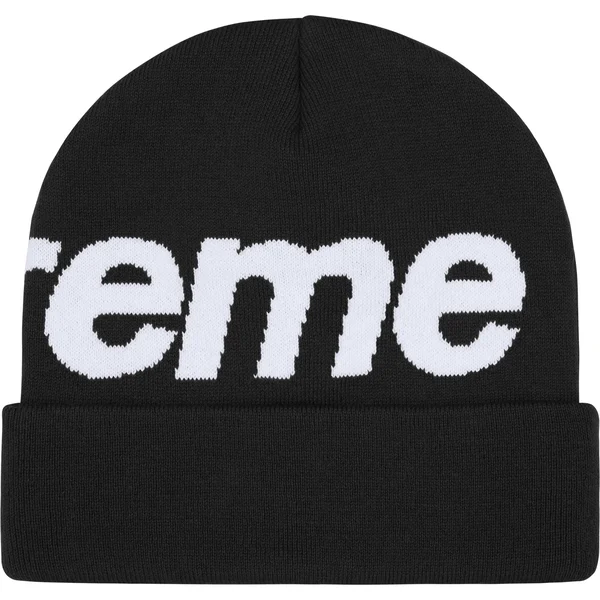 Supreme Big Logo Beanie - Black (front)