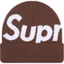 Supreme Big Logo Beanie - Brown (front)