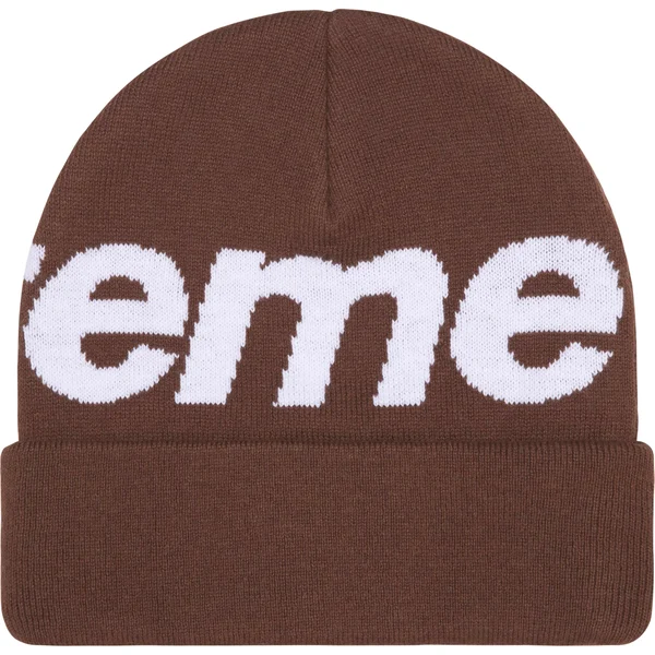 Supreme Big Logo Beanie - Brown (front)