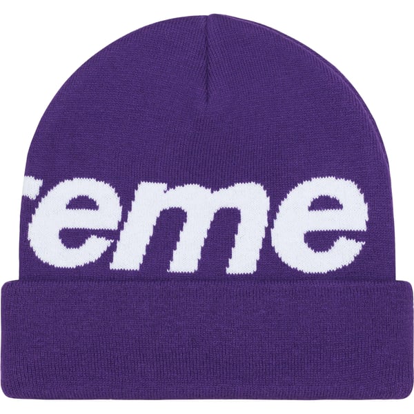 Supreme Big Logo Beanie - Dark Purple (front)