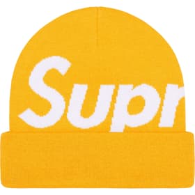 Supreme Big Logo Beanie Gold
