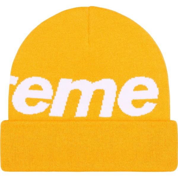 Supreme Big Logo Beanie - Gold (front)
