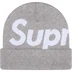 Supreme Big Logo Beanie - Heather Grey (front)