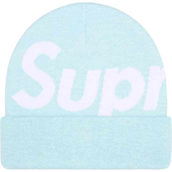 Supreme Big Logo Beanie - Light Blue (front)