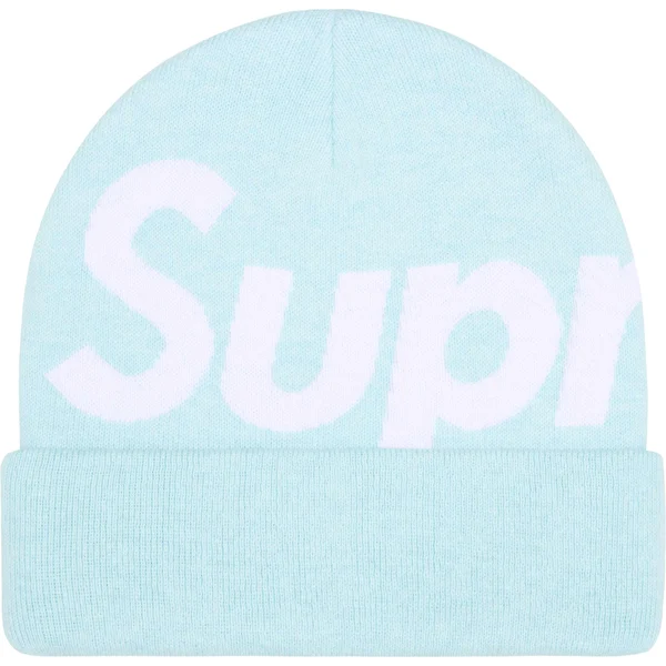 Supreme Big Logo Beanie - Light Blue (front)