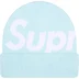 Supreme Big Logo Beanie - Light Blue (front)