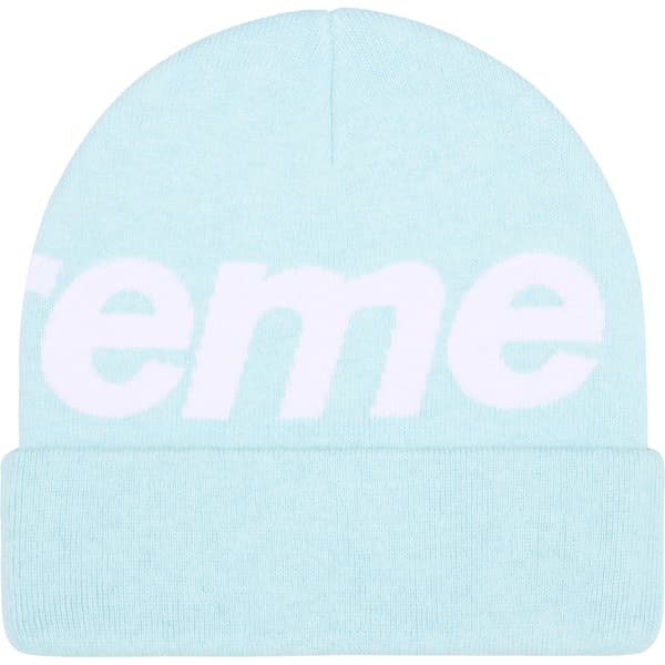Supreme Big Logo Beanie - Light Blue (front)