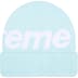 Supreme Big Logo Beanie - Light Blue (front)