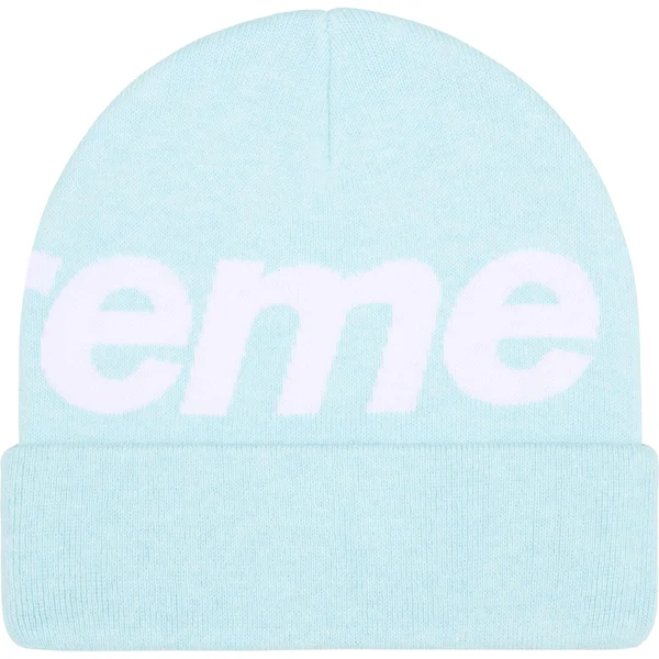 Supreme Big Logo Beanie - Light Blue (front)