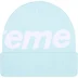 Supreme Big Logo Beanie - Light Blue (front)