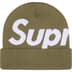 Supreme Big Logo Beanie - Light Olive (front)