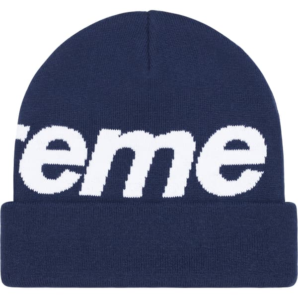 Supreme Big Logo Beanie - Navy (front)