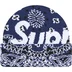 Supreme Big Logo Beanie - Navy Bandana (front)