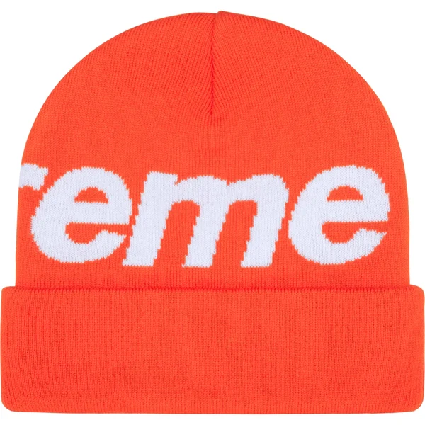Supreme Big Logo Beanie - Orange (front)