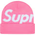 Supreme Big Logo Beanie - Pink (front)