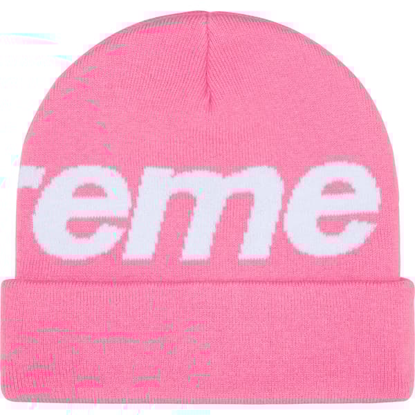 Supreme Big Logo Beanie - Pink (front)