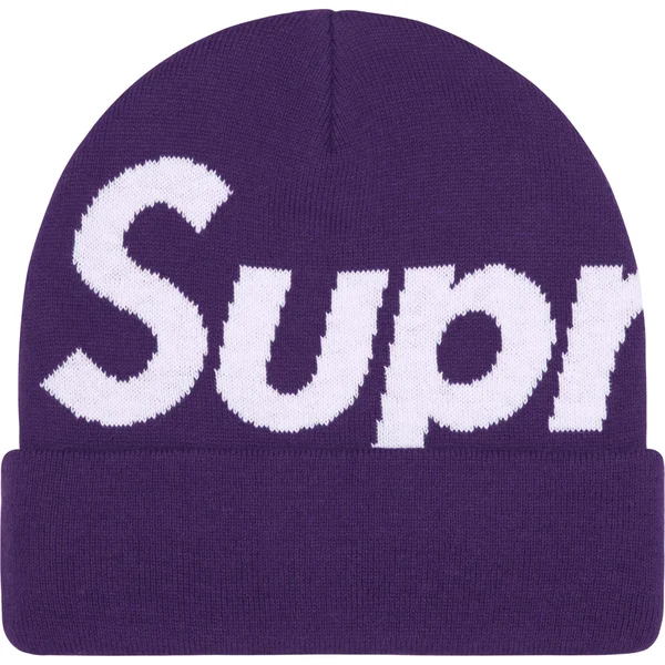 Supreme Big Logo Beanie - Purple (front)