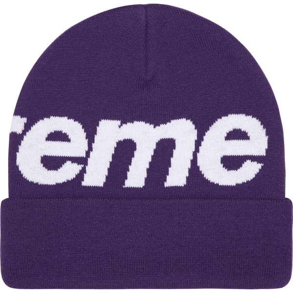 Supreme Big Logo Beanie - Purple (front)