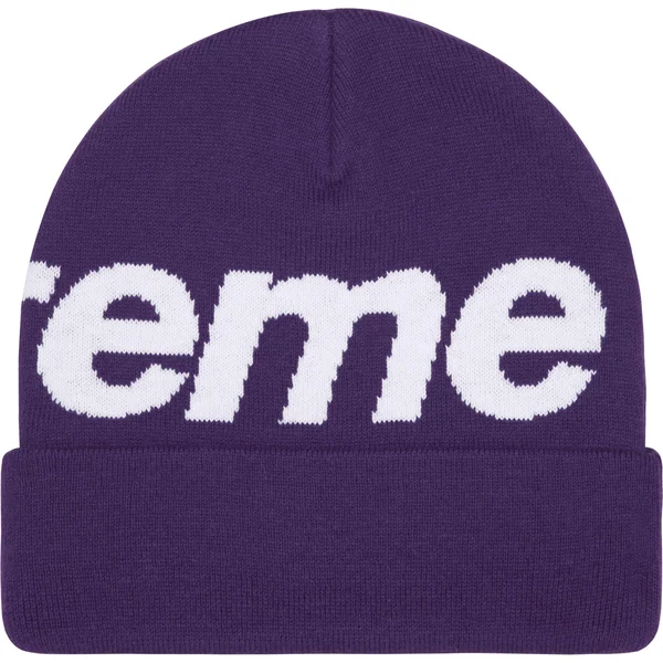 Supreme Big Logo Beanie - Purple (front)