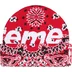 Supreme Big Logo Beanie - Red Bandana (front)