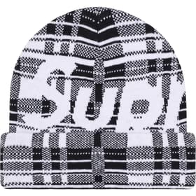 Supreme Big Logo Beanie White Plaid