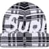 Supreme Big Logo Beanie - White Plaid (front)
