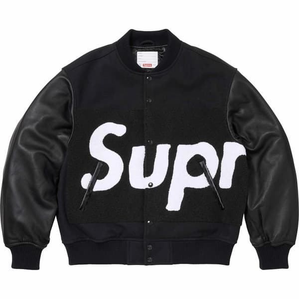 Supreme Big Logo Chenille Varsity Jacket - Black (front)
