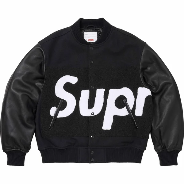 Supreme Big Logo Chenille Varsity Jacket - Black (front)