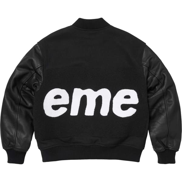 Supreme Big Logo Chenille Varsity Jacket - Black (front)