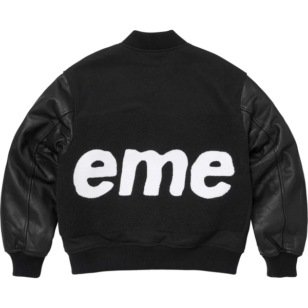 Supreme Big Logo Chenille Varsity Jacket - Black (front)