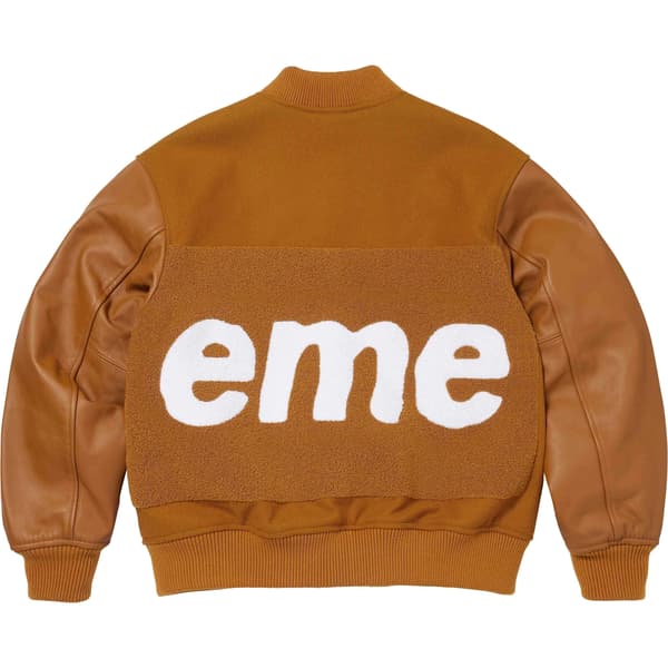 Supreme Big Logo Chenille Varsity Jacket - Mustard (front)