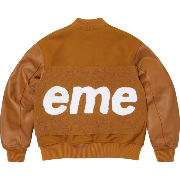 Supreme Big Logo Chenille Varsity Jacket - Mustard (front)