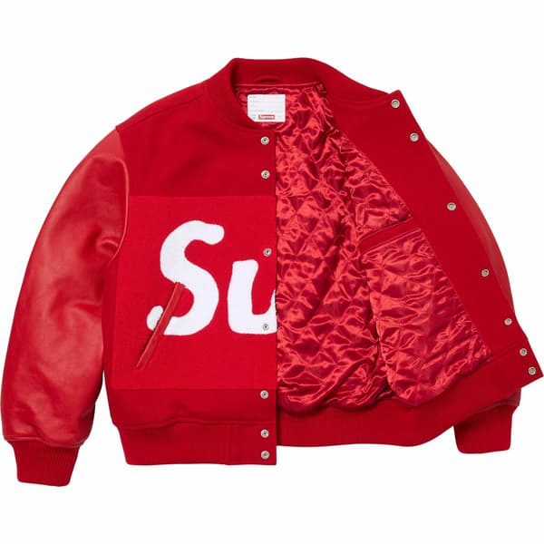 Supreme Big Logo Chenille Varsity Jacket - Red (front)