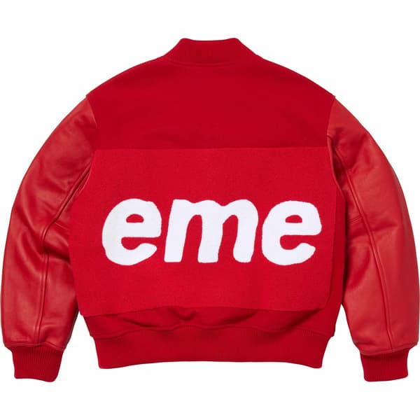 Supreme Big Logo Chenille Varsity Jacket - Red (front)
