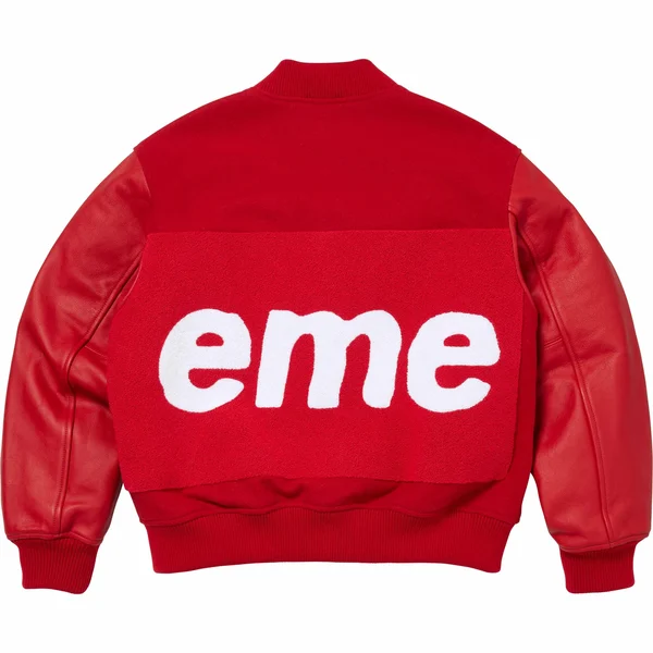 Supreme Big Logo Chenille Varsity Jacket - Red (front)