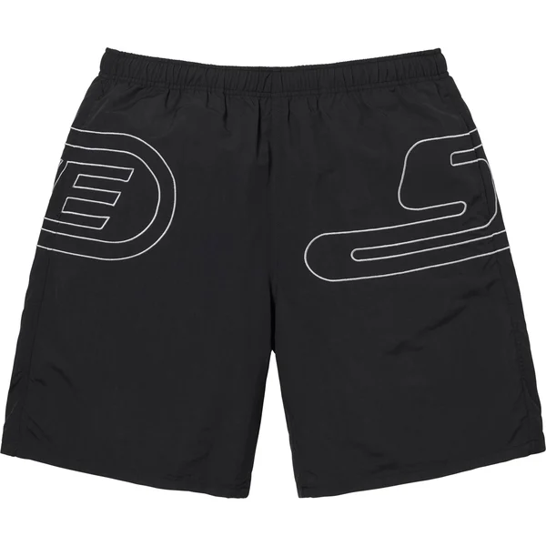 Supreme Big Logo Nylon Short - Black (front)